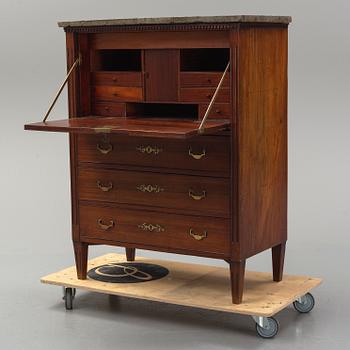 A late Gustavian, mahogny  secretaire from around the year 1800.