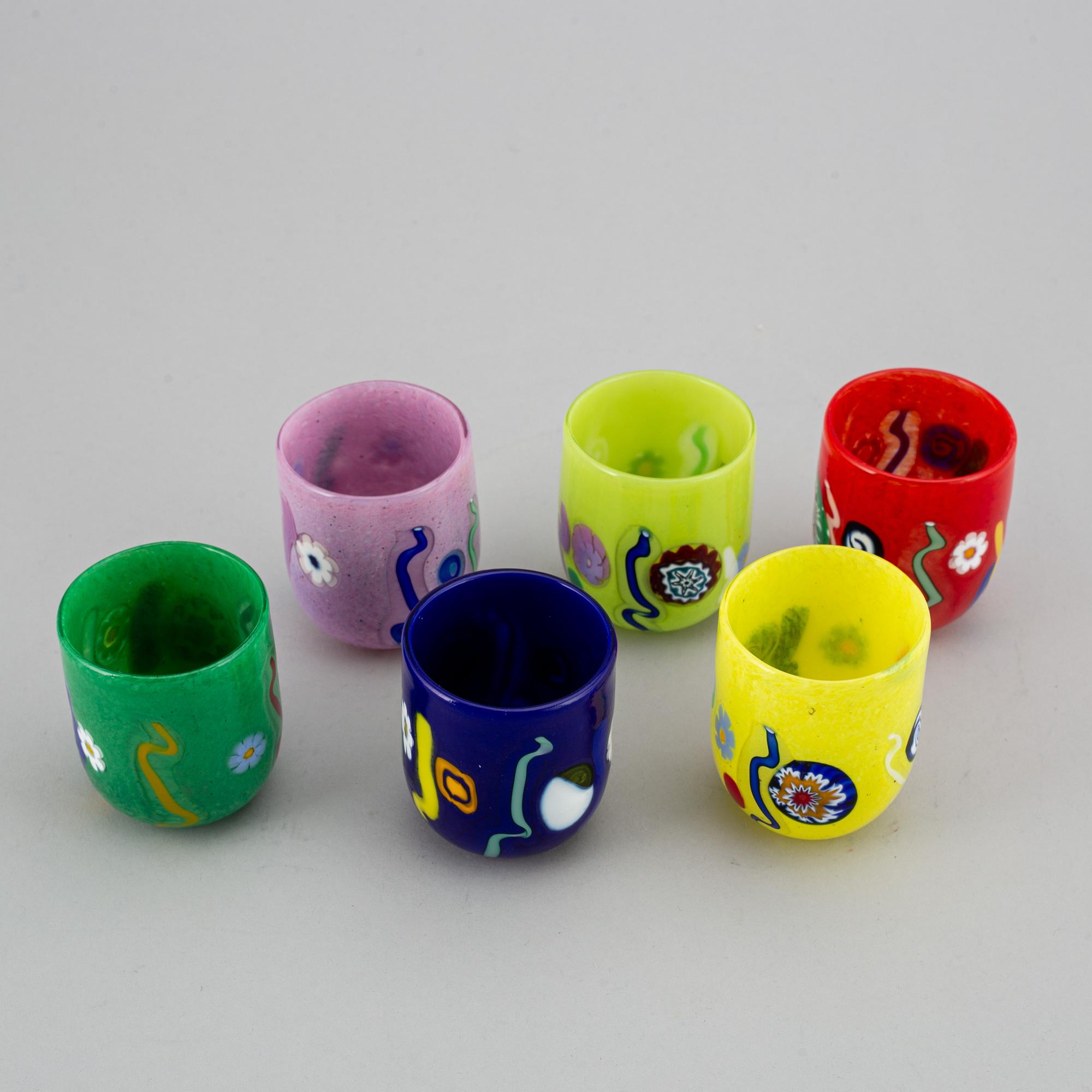 A set of six "Goto" glasses/candleholders, Murano, Venice, 1990- 2000.
