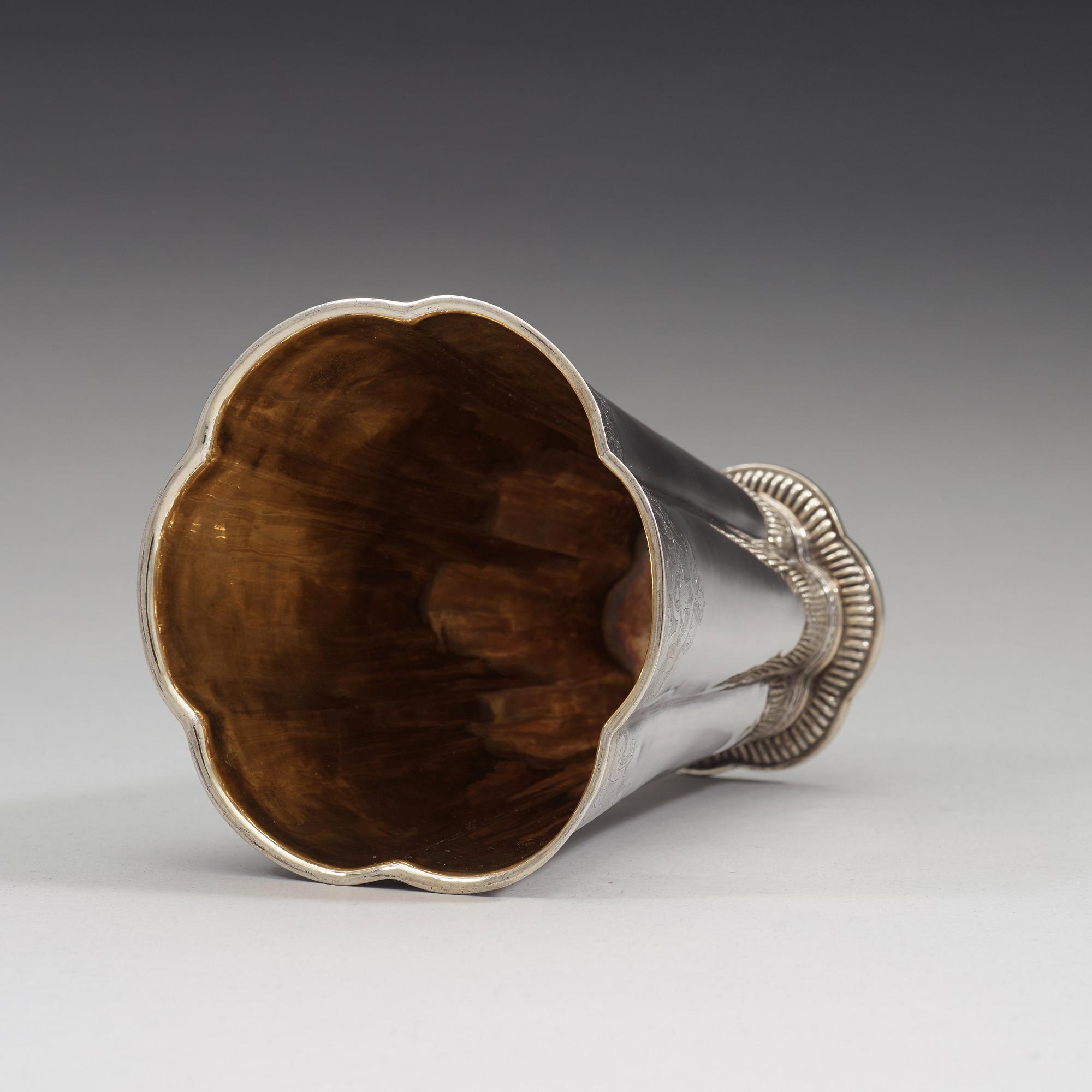 A Swedish 18th century parcel-gilt beaker, mark of Friedrich Heinrich Klinck, Stockholm 1734.
