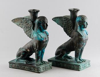 LJUSSTAKAR, 1 par, brons, 1900-talets andra hälft.