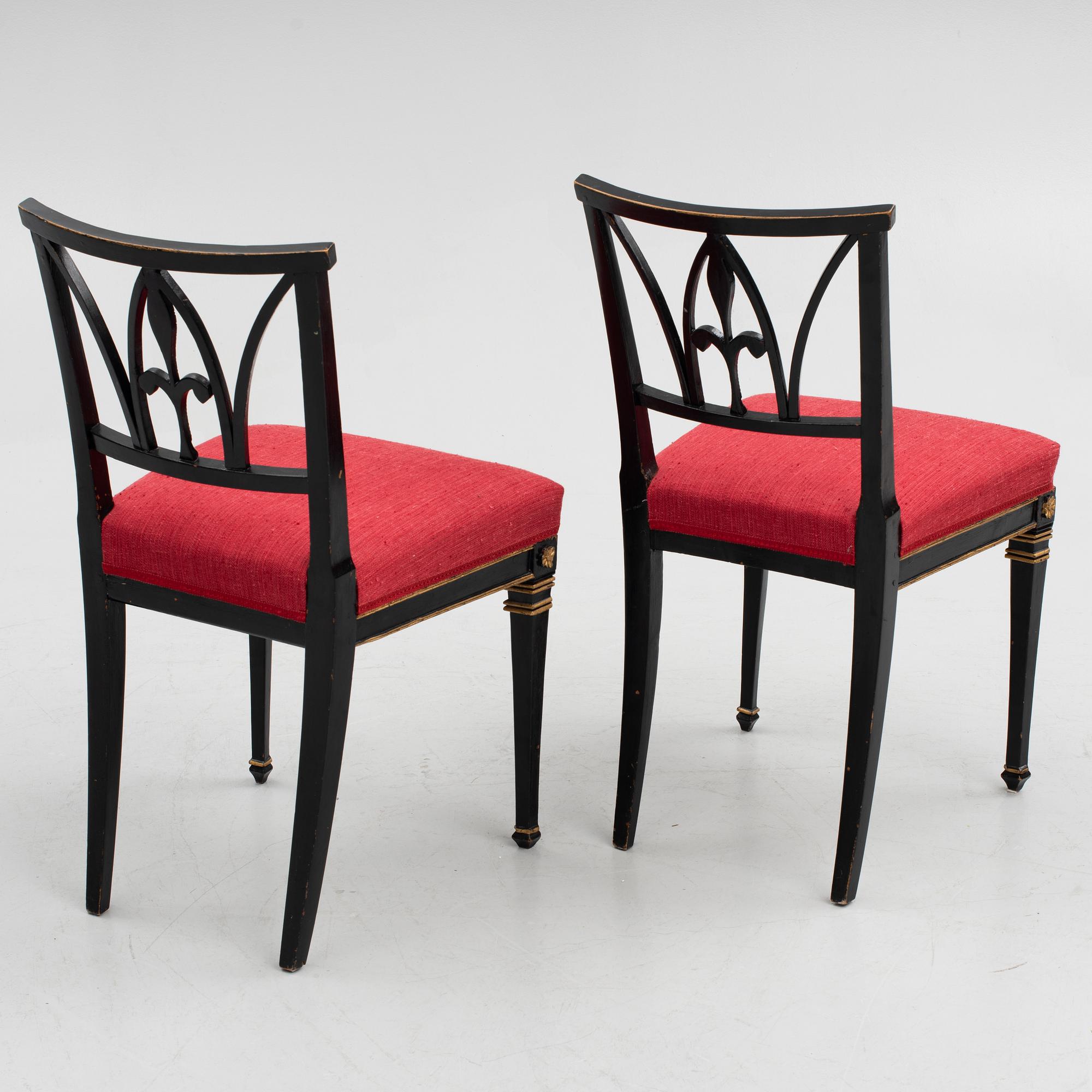 A pair of chairs, Lindome, one signed Nils Thorsson, Ingemantorp, first half of the 19th Century.