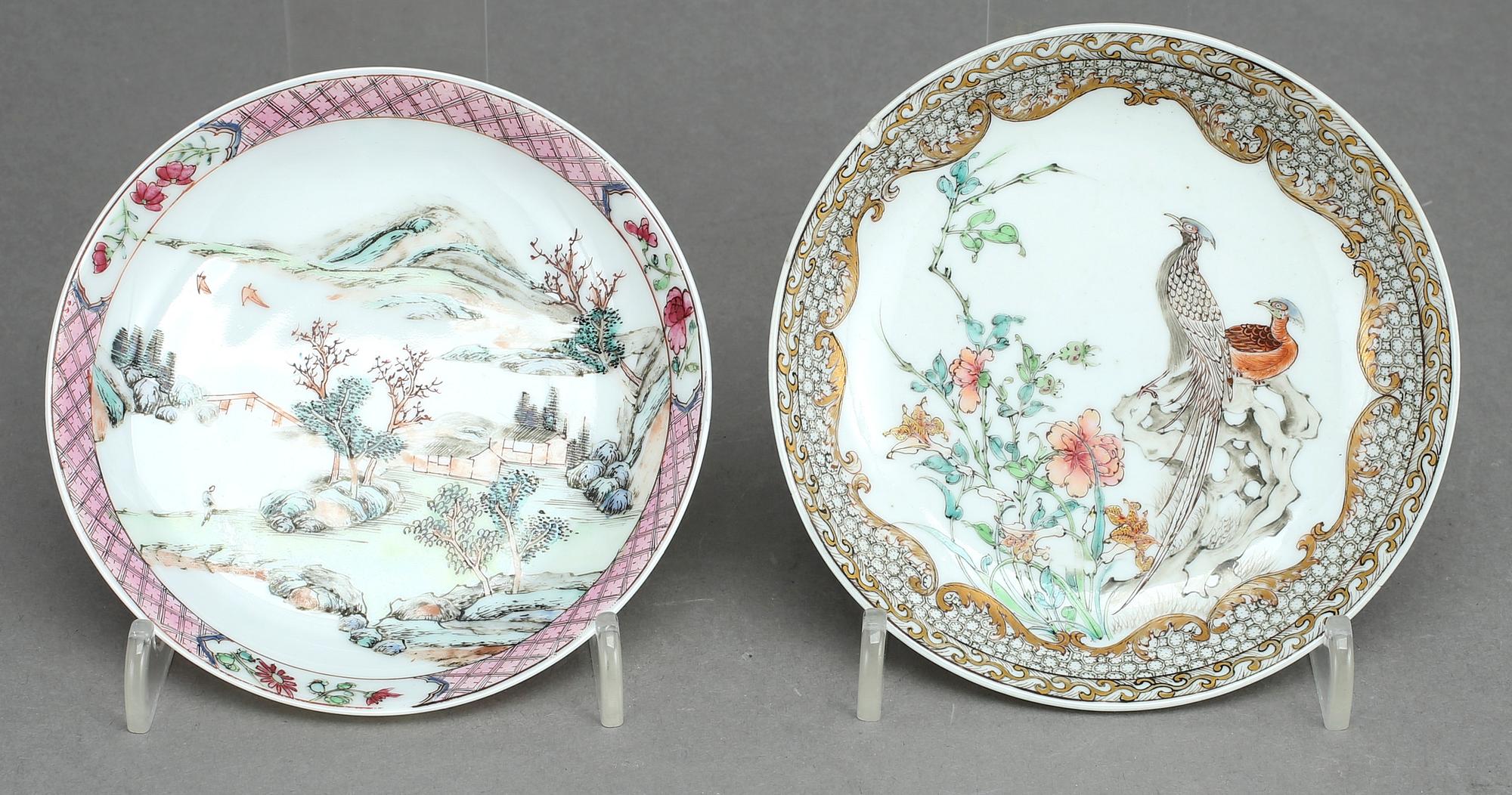 KOPPAR MED FAT, 2+2 st, porslin, Kina, 1700-tal.