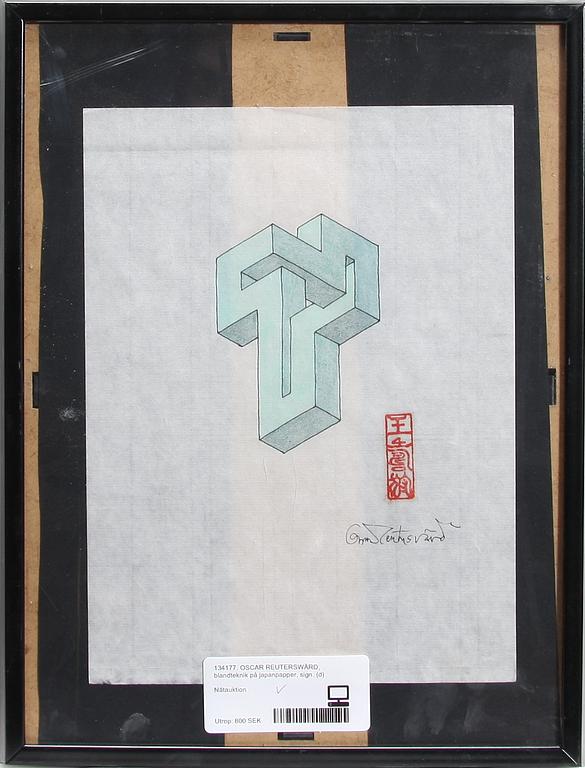 OSCAR REUTERSWÄRD, blandteknik på japanpapper, sign.