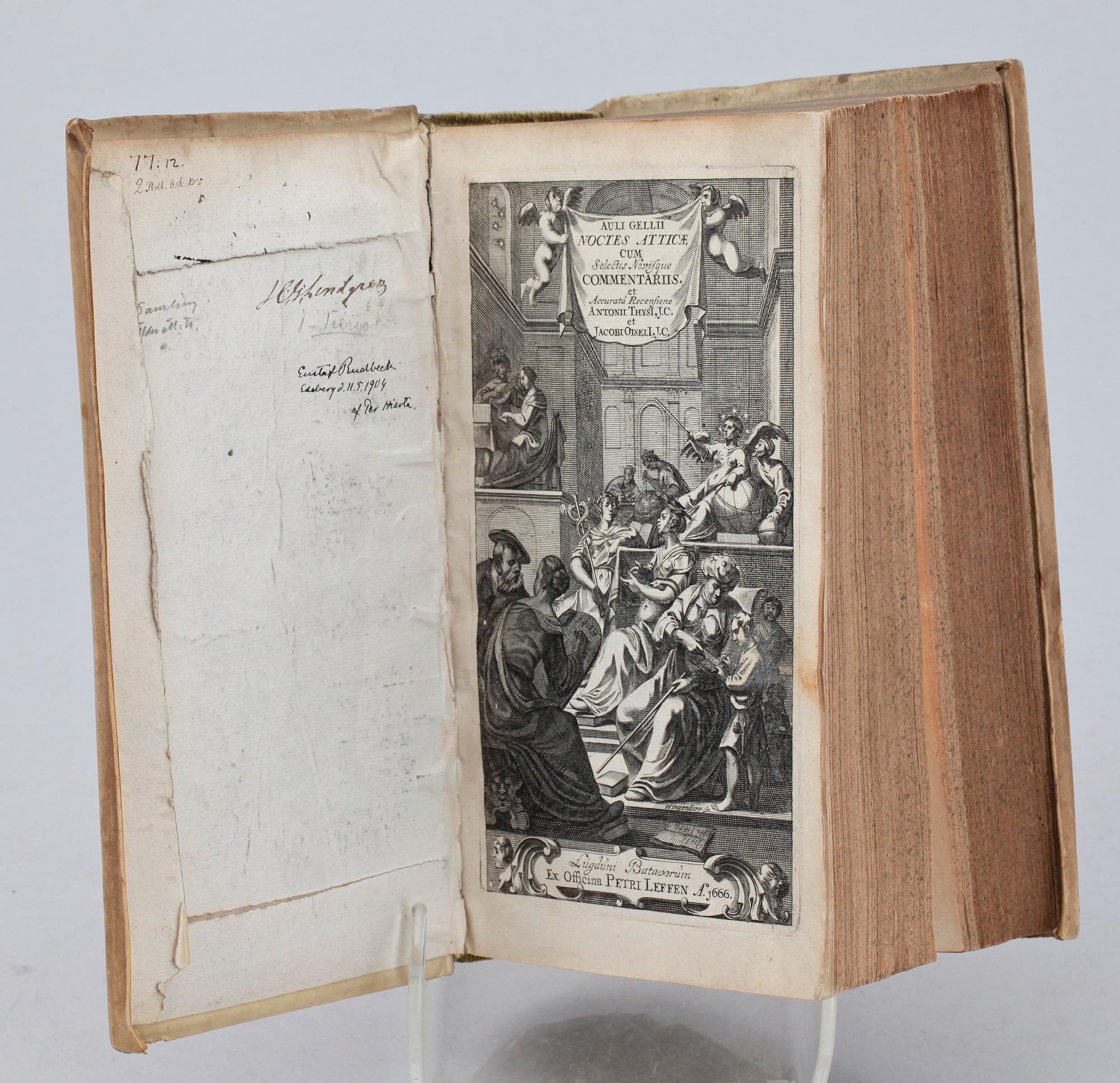BOK, "Noctes Atticae cum selectis novisque commentariis.." av Gellius Aulus, Leyden 1666.