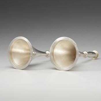 A pair of Wiwen Nilsson sterling candlesticks, Lund 1964.