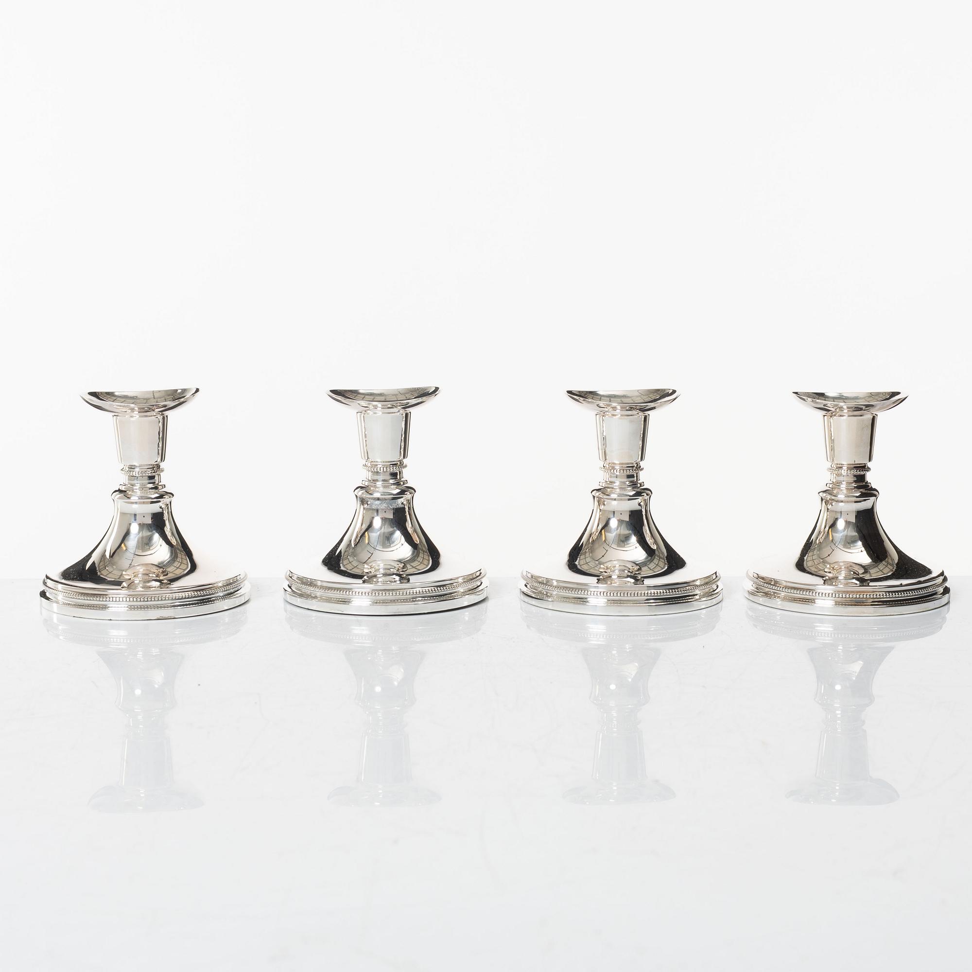 Ljusstakar, 4 st, silver, MGAB, Uppsala 1957.