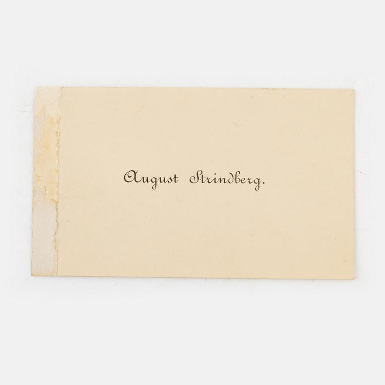 Handskrivet visitkort av Strindberg.