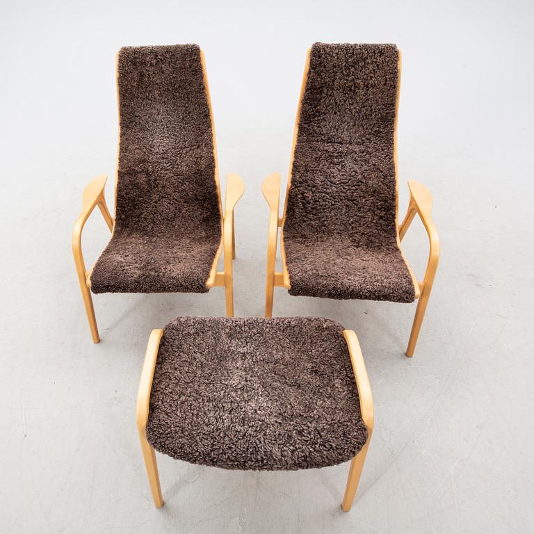 Yngve Ekström, ett par fåtöljer, en fotpall, "Lamino", Swedese.