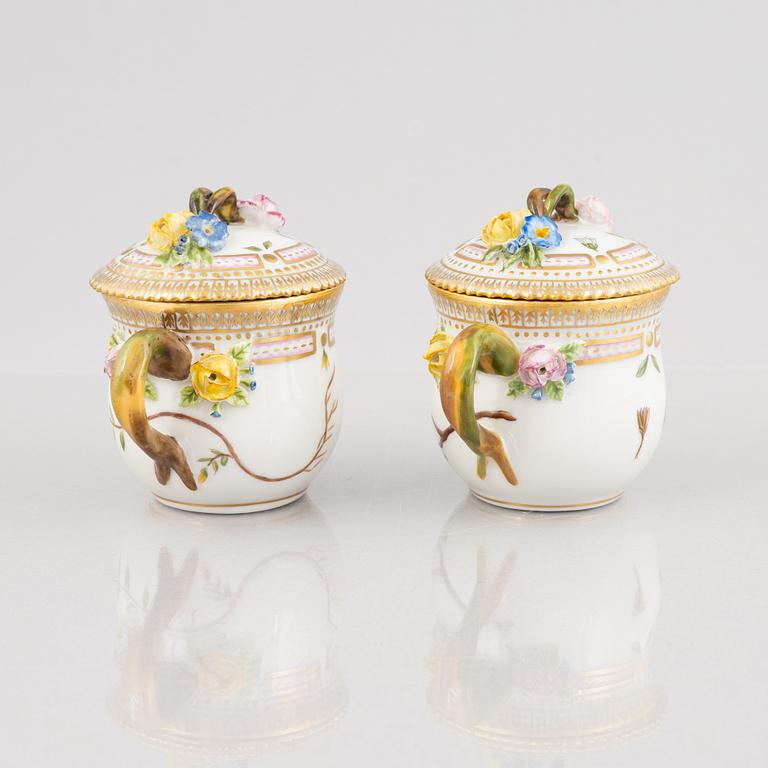 Royal Copenhagen, a pair of 'Flora Danica' porcelain custard cups, Denmark, 1969-73.