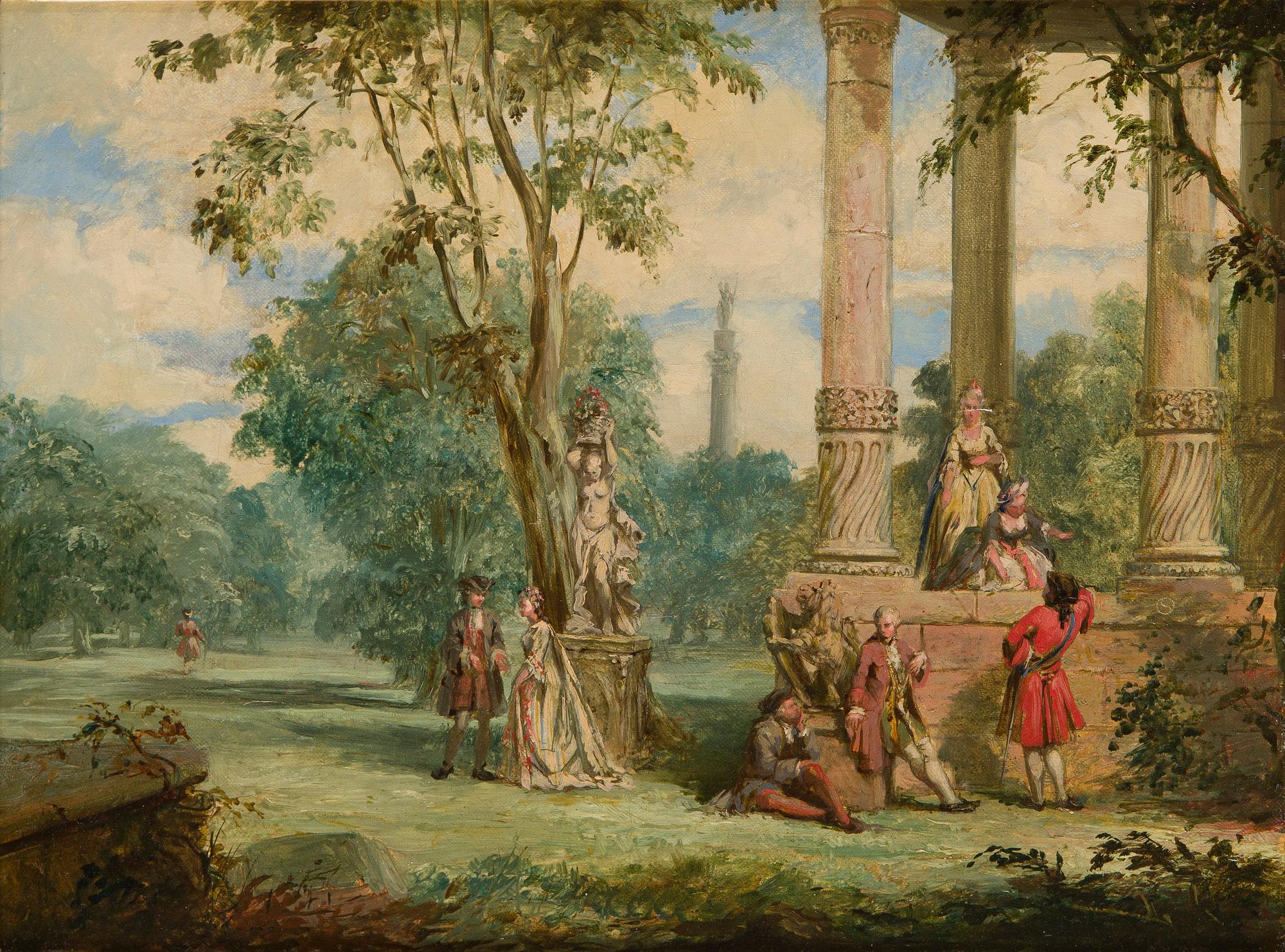 Unknown artist, 19th century, Socialising in the park.