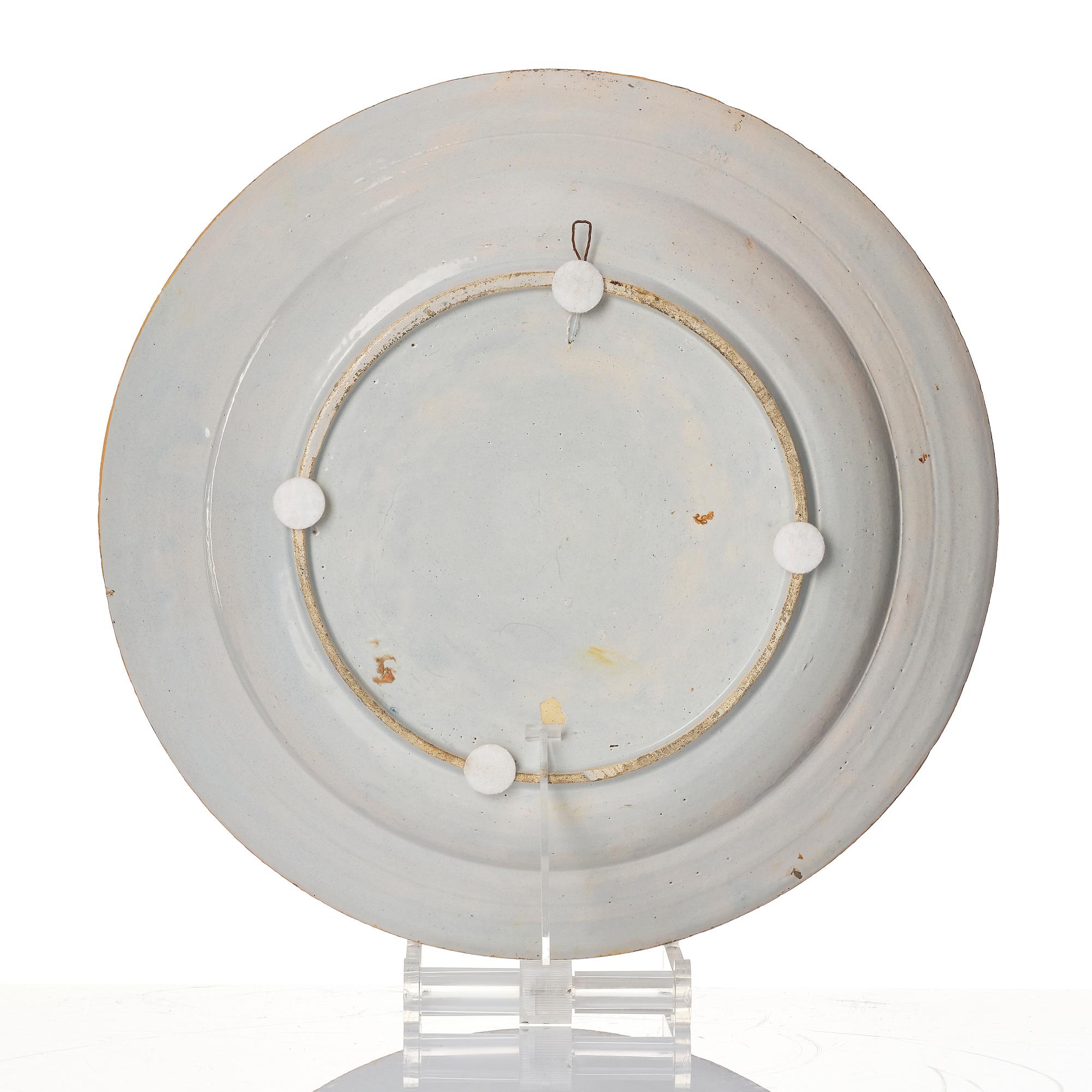 A group of three faiance dishes, probably Delft, 19th century.