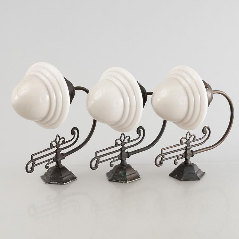 Three Jugend-style wall lights, mid 20th century.