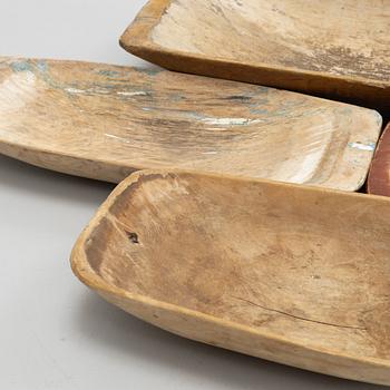 Four wood vessels, 19th Century.