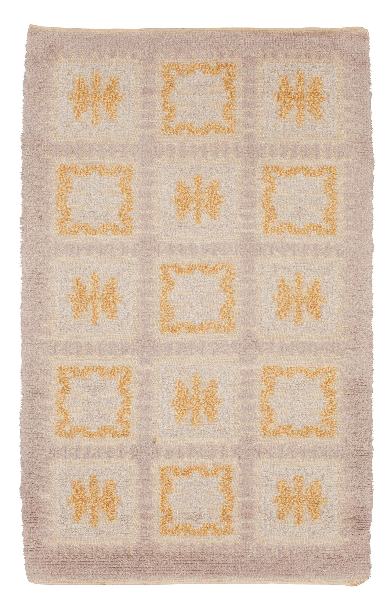 RUG. Knotted pile in relief. 199,5 x 123,5 cm. Sweden, the first half of the 20th century.