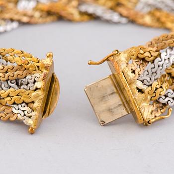 ARMBAND, 18K guld i tre färger.