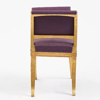 A late Gustavian giltwood stool, Stockholm, late 18th century.