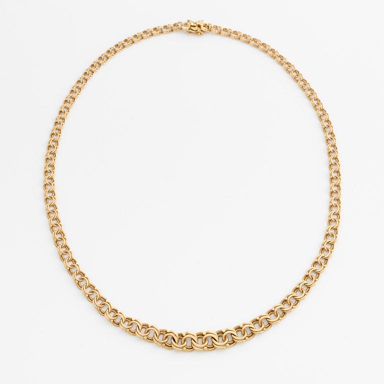 Halskedja, 18K guld, doserad bismarcklänk.