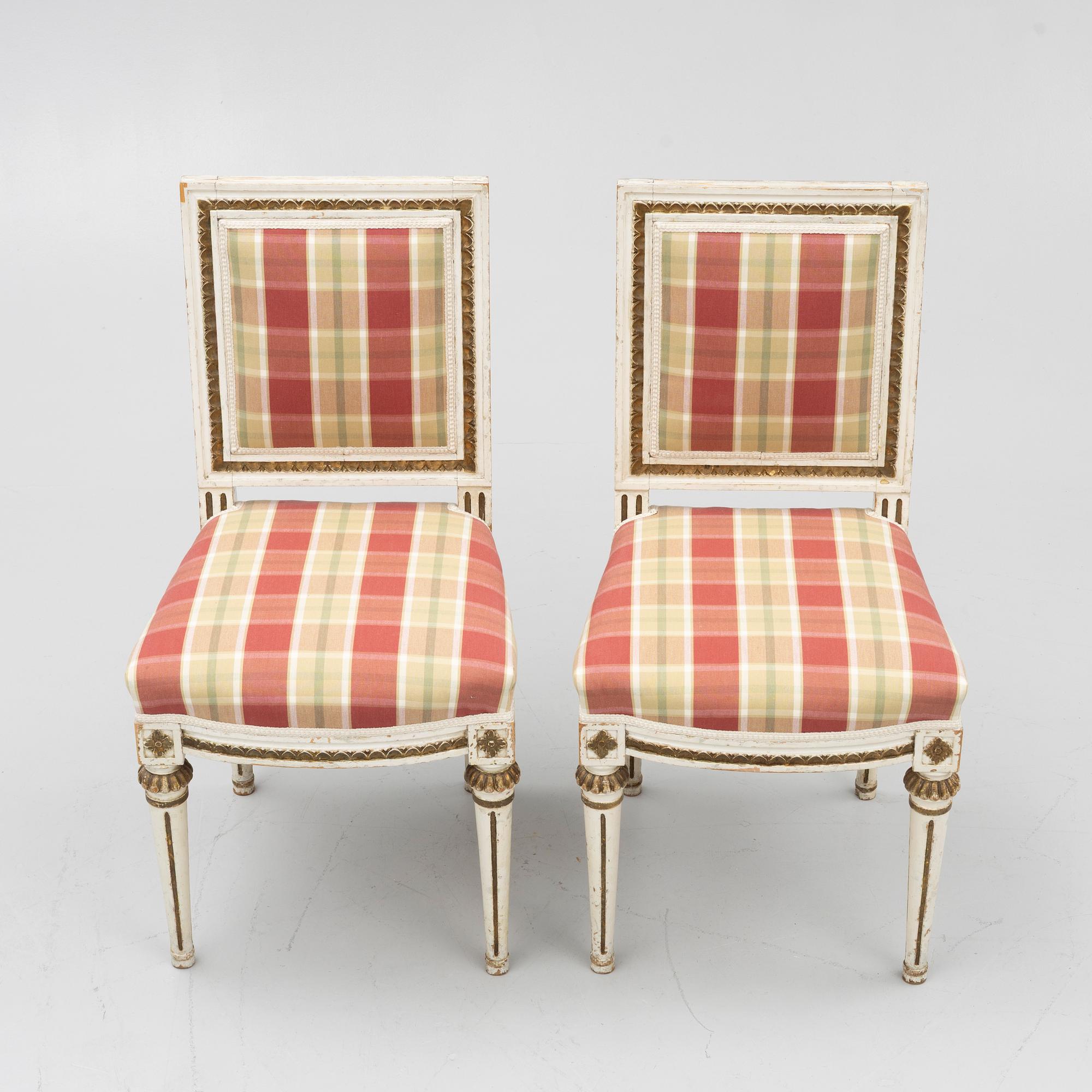 Chairs, a pair in the Gustavian style, circa 1900.