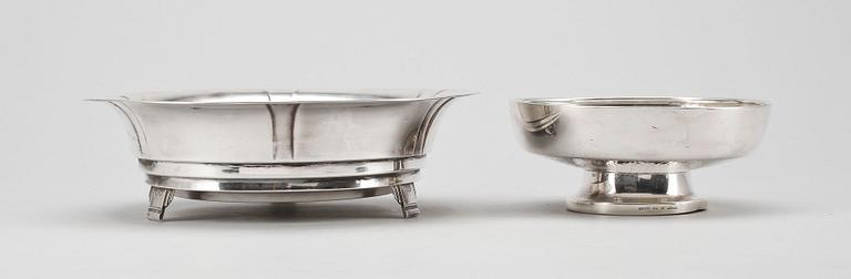 SKÅLAR, 2 st, silver, bla Löfman, Uppsala, 1973, tot silvervikt ca 90 g.