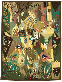 Lars Gynning, A Tapestry, "My Garden", flat weave, ca 193,5-195 x 145-146,5 cm, signed GYNNING MTP.