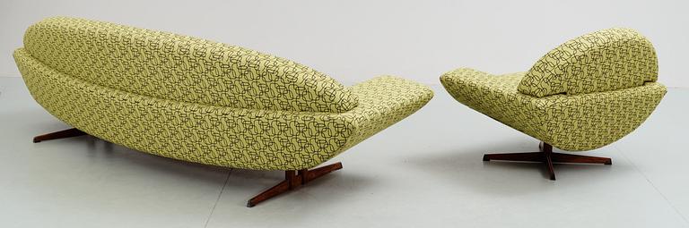 JOHANNES HANSEN, soffa och fåtölj, "Capri", Trensum 1950-60-tal.