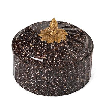 A Swedish Empire 19th century porphyry butter box.