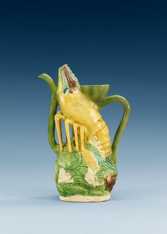 A bisquit crayfish wine ewer, Ming dynasty, Wanli (1573-1613).
