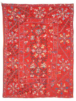 1722. ANTIQUE UZBEK SUZANI EMBROIDERY. 222,5 x 165 cm.