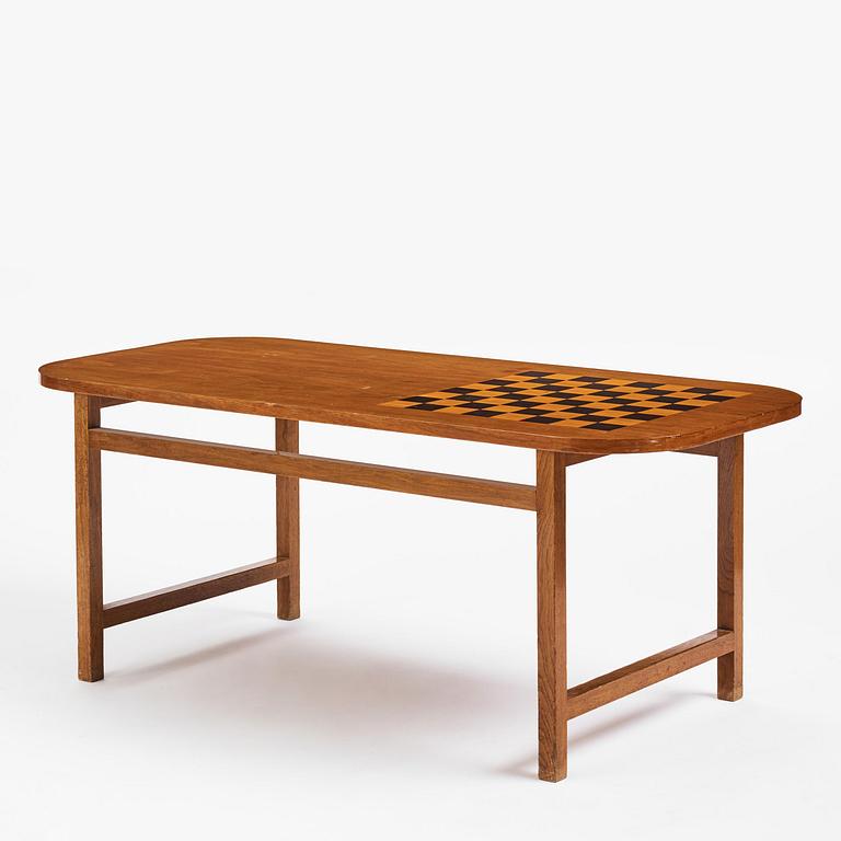 Josef Frank, a mahogany table with inlaid chessboard model "B 552", Firma Svenskt Tenn, 1940s-50s.