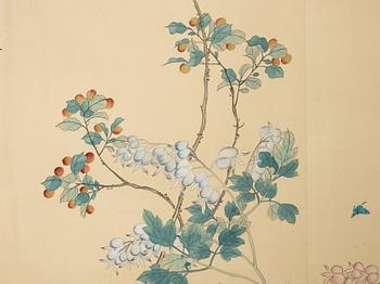 Hand-painted silk wallpaper, presumably late Qing dynasty/Republic era, early 20th century.