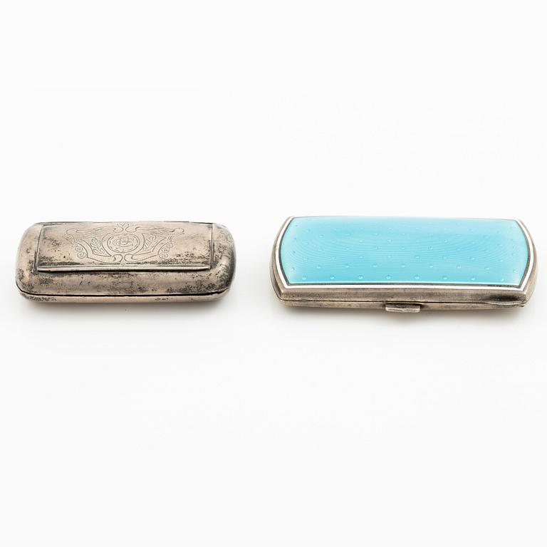 Boxes, 2 pcs, silver, as well as silver and enamel, 20th century.