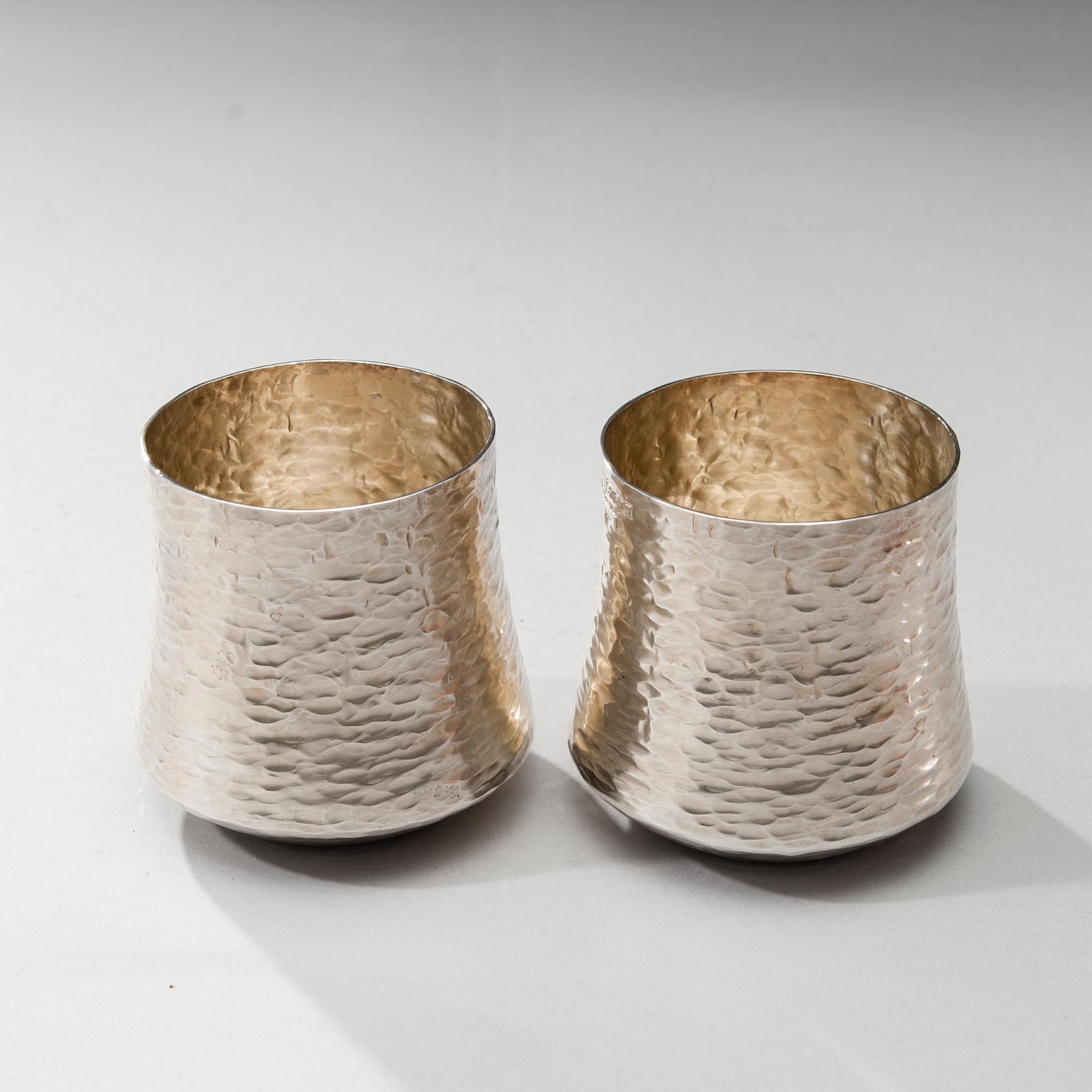 BÄGARE, 6 st, sterling silver, Tapio Wirkkala, Hopeakeskus, Tavastehus 1977. Tot. vikt ca 1112 g.