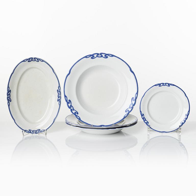 Villeroy & Boch, a 15 pieces creamware part service 'Blaue Olga', Dresden, early 20th century.