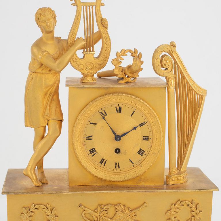 An Empire table clock, early 19th century.