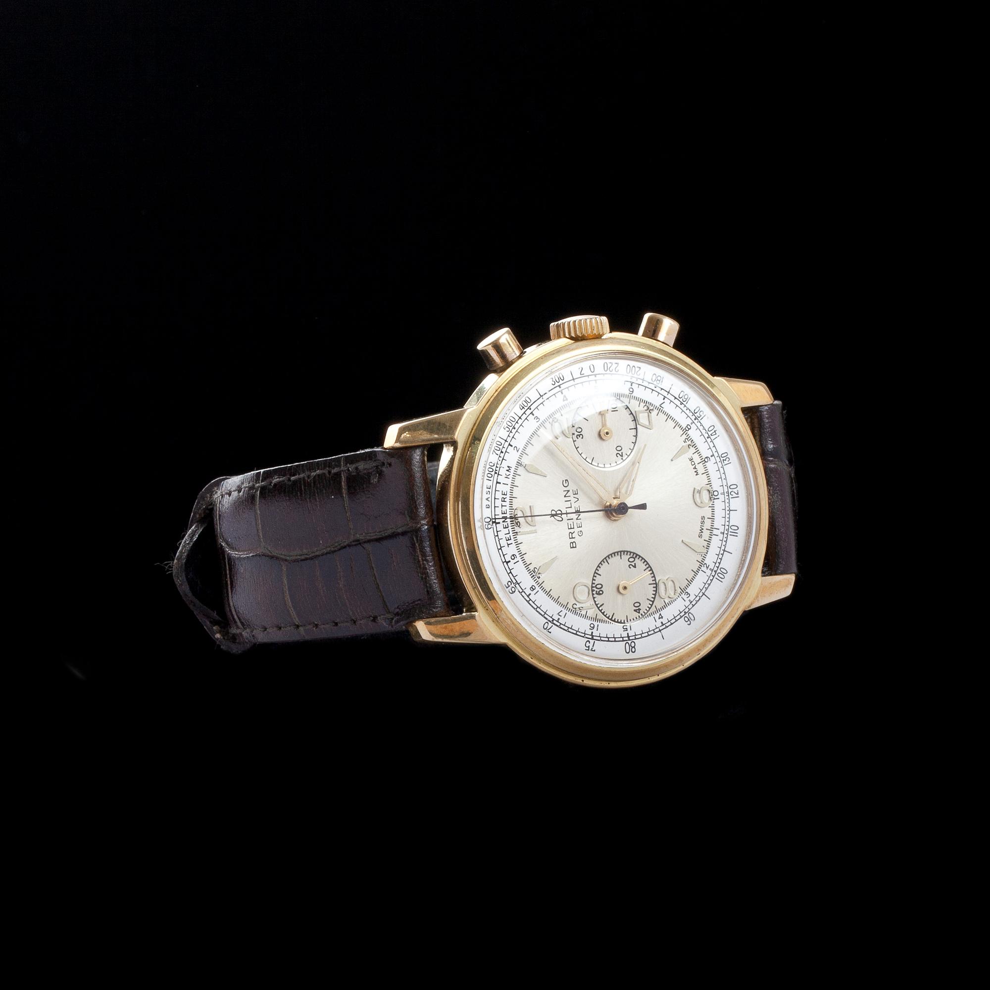 ARMBANDSUR, herr, gulddoublé och stål, Breitling Chronograph, Geneve, 1950-tal.