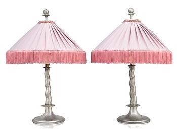 279. Harald Notini, a pair of table lamps, model "6891", Arvid Böhlmarks Lampfabrik, 1920s.