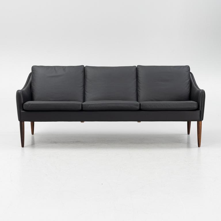 Hans Olsen, a leather and rosewood sofa, C/S Møbler, Denmark, 1960's.
