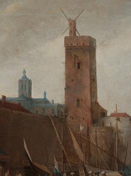 Abraham Willaerts Attributed to, Coastal Landscape with numerous Ships and Figures on the Shore.