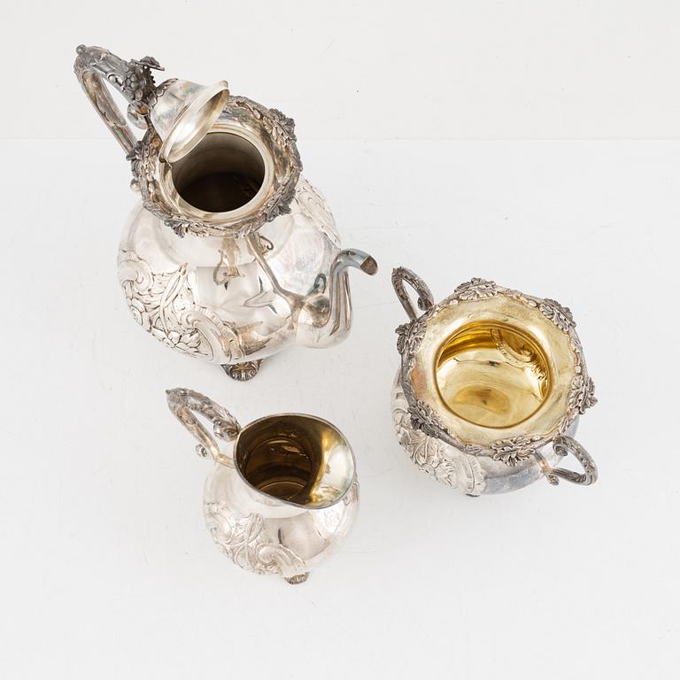 Kaffeservis, 3 delar, silver, GAB, Stockholm, 1920-1928.