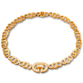 A NECKLACE, brilliant and baguette cut diamonds, 18K gold. Italy.
