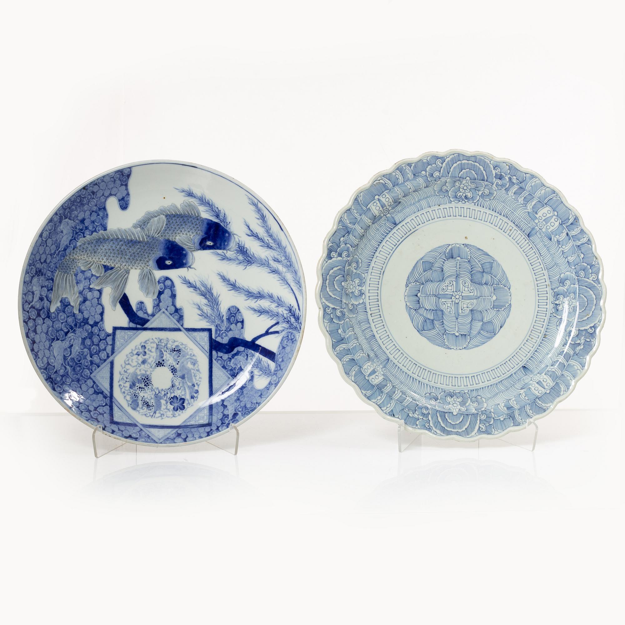 Two large Japanese dishes, Meiji period (1868-1912) and early 20th century.