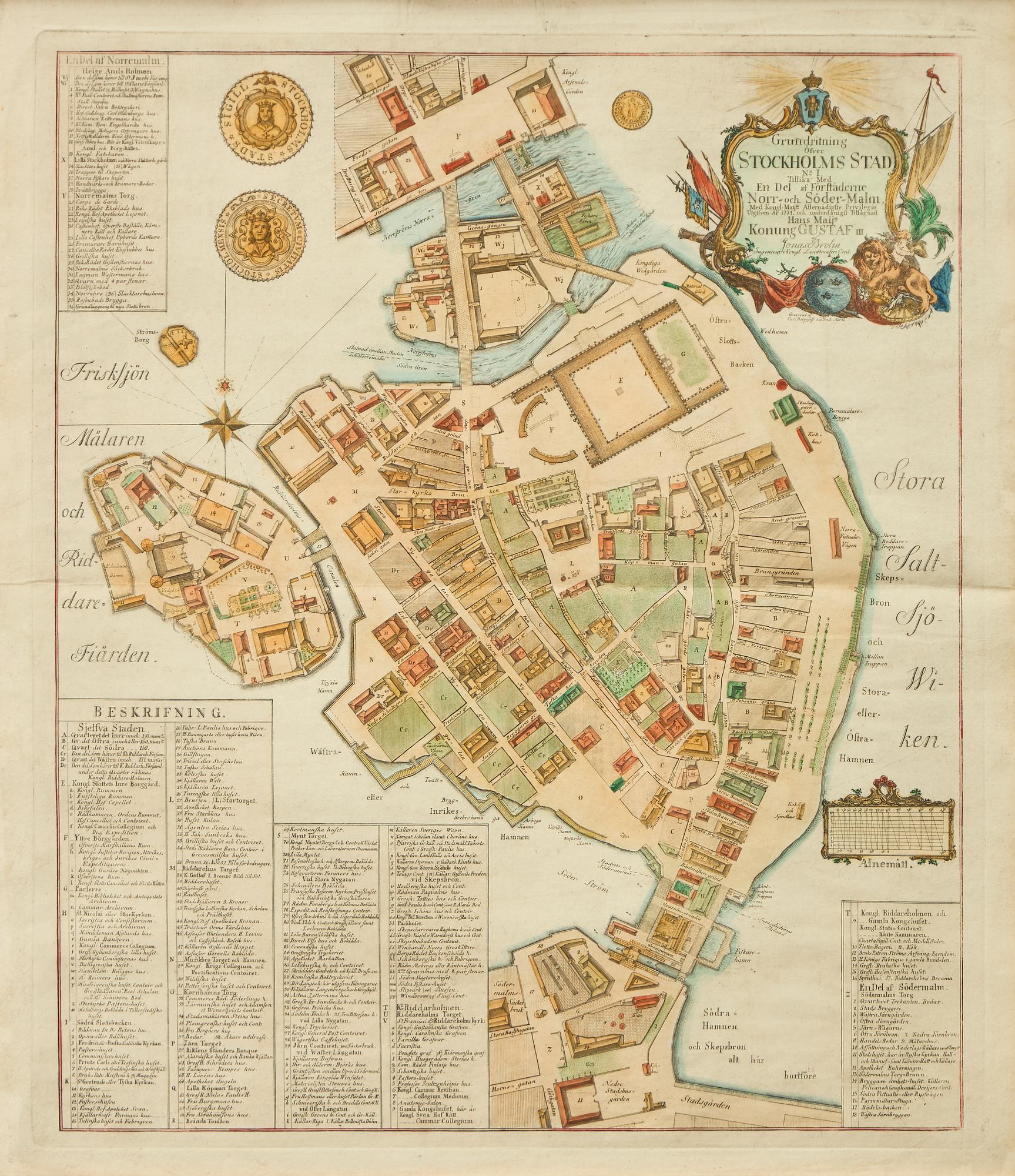 Jonas Brolin, karta, Stockholms Stad, 1771.