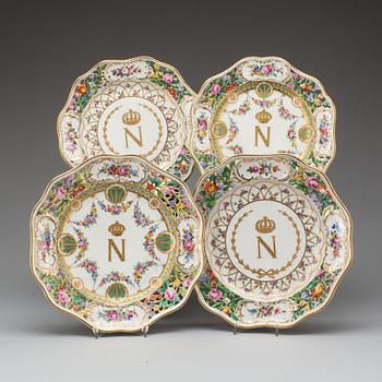 TALLRIKAR, 4 st, Sevres, 1800-talets andra hälft.