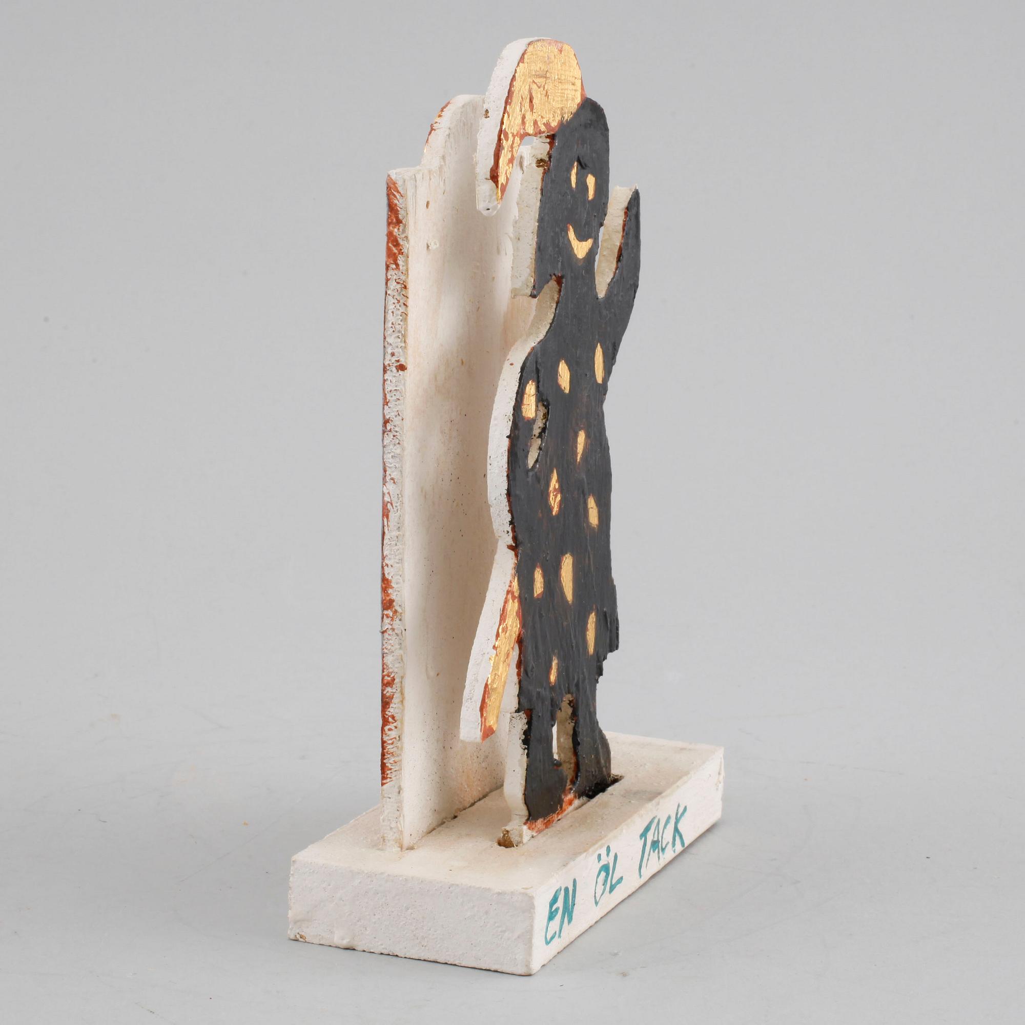 IAN RUSTH, a signed napkin stand painted with oil.