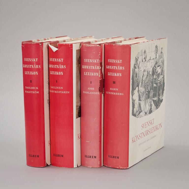 BOK, 4 volymer(av 5). I,II,III och V. Svenskt konstnärslexikon.
Malmö, Allhem, 1952-1967.