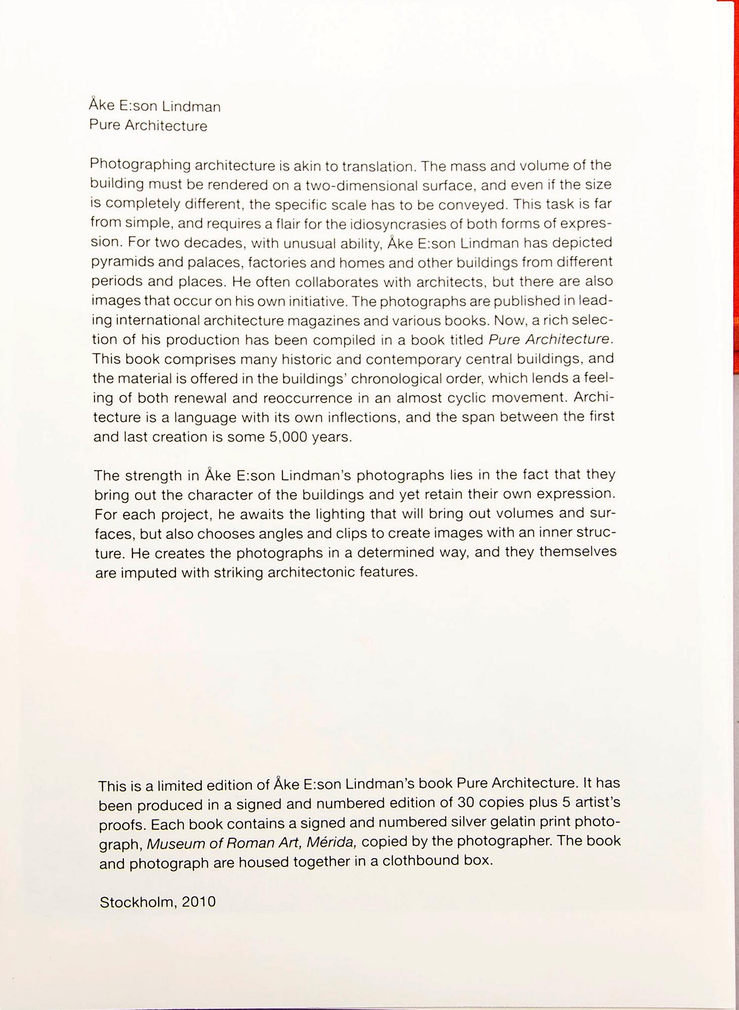 Åke E:son Lindman, book and photo signed and numbered 10/30.