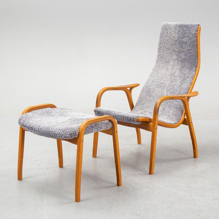 Yngve Ekström, a 'Lamino'  shearling upholstered lounge chair and foot stool from Swedese.