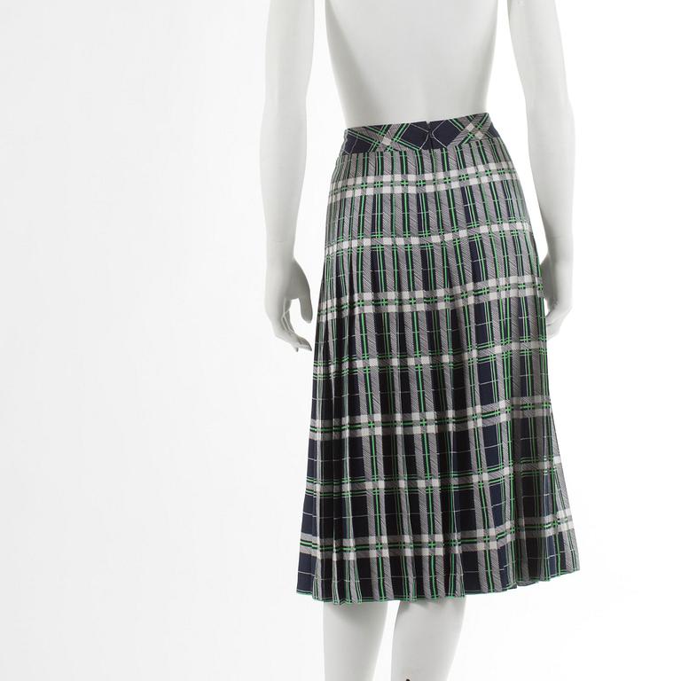 Céline, CELINE, a blue, white and green skirt. French size 40.