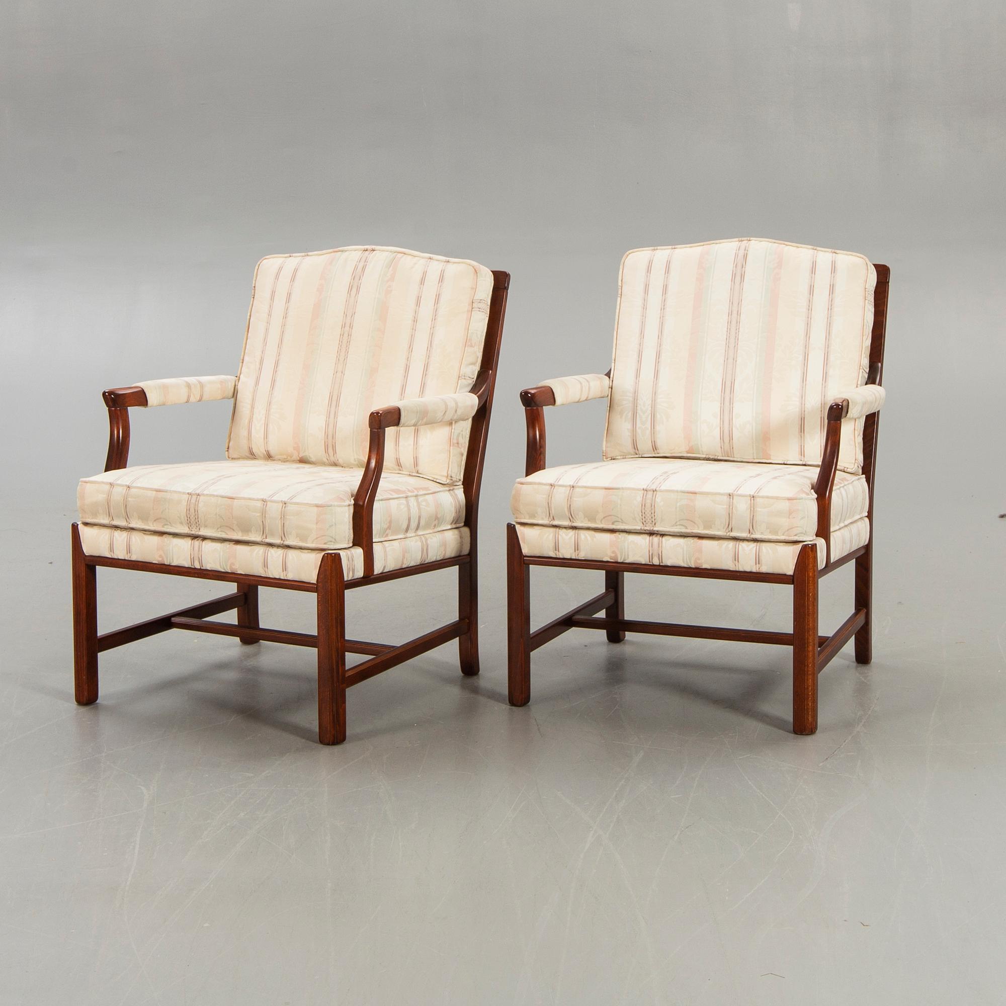 A pair of Ellinor armchairs from Bröderna Andersson later part of the 20th century.