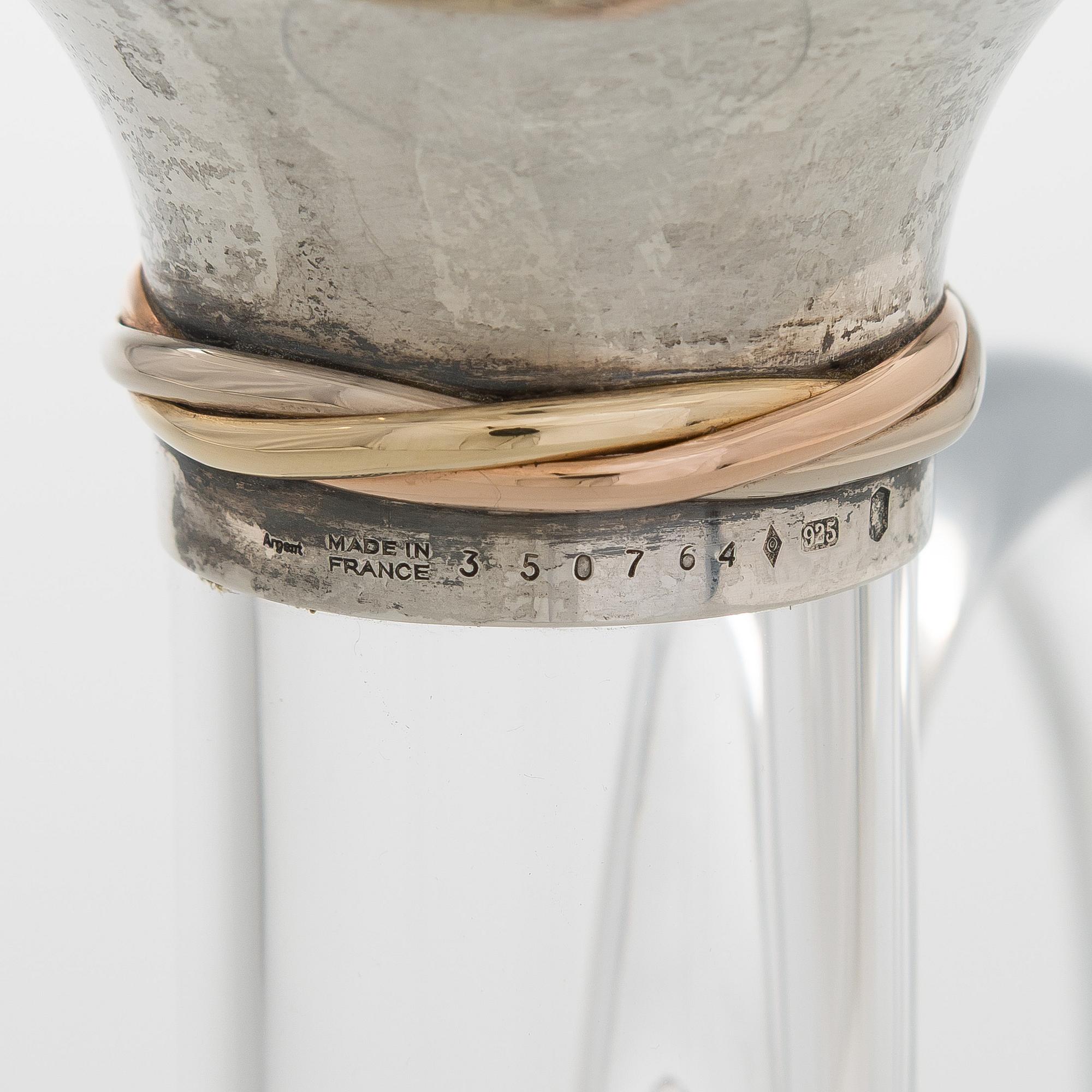 Cartier, karahvi, lasi ja sterlinghopea, Ranska 1900-luvun loppu.